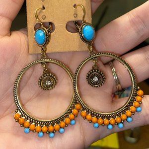 Boho Dangle Earrings Round Dangling Drop Unique Bohemian Jewelry Ladies Fashion